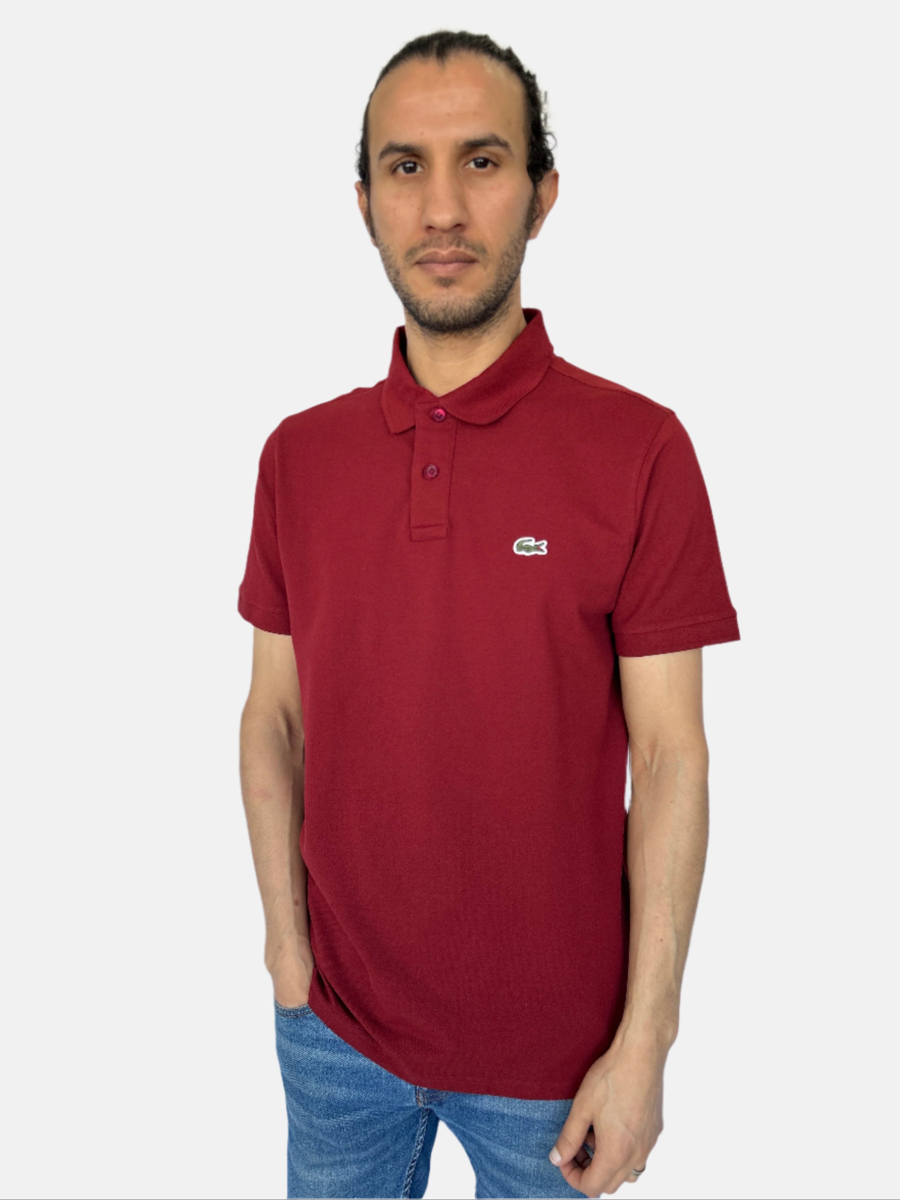 Lacoste Slim Fit logo Polo T-shirt in Maroon