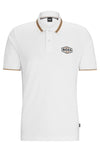 BOSS White Orange Stripe Polo T-shirt