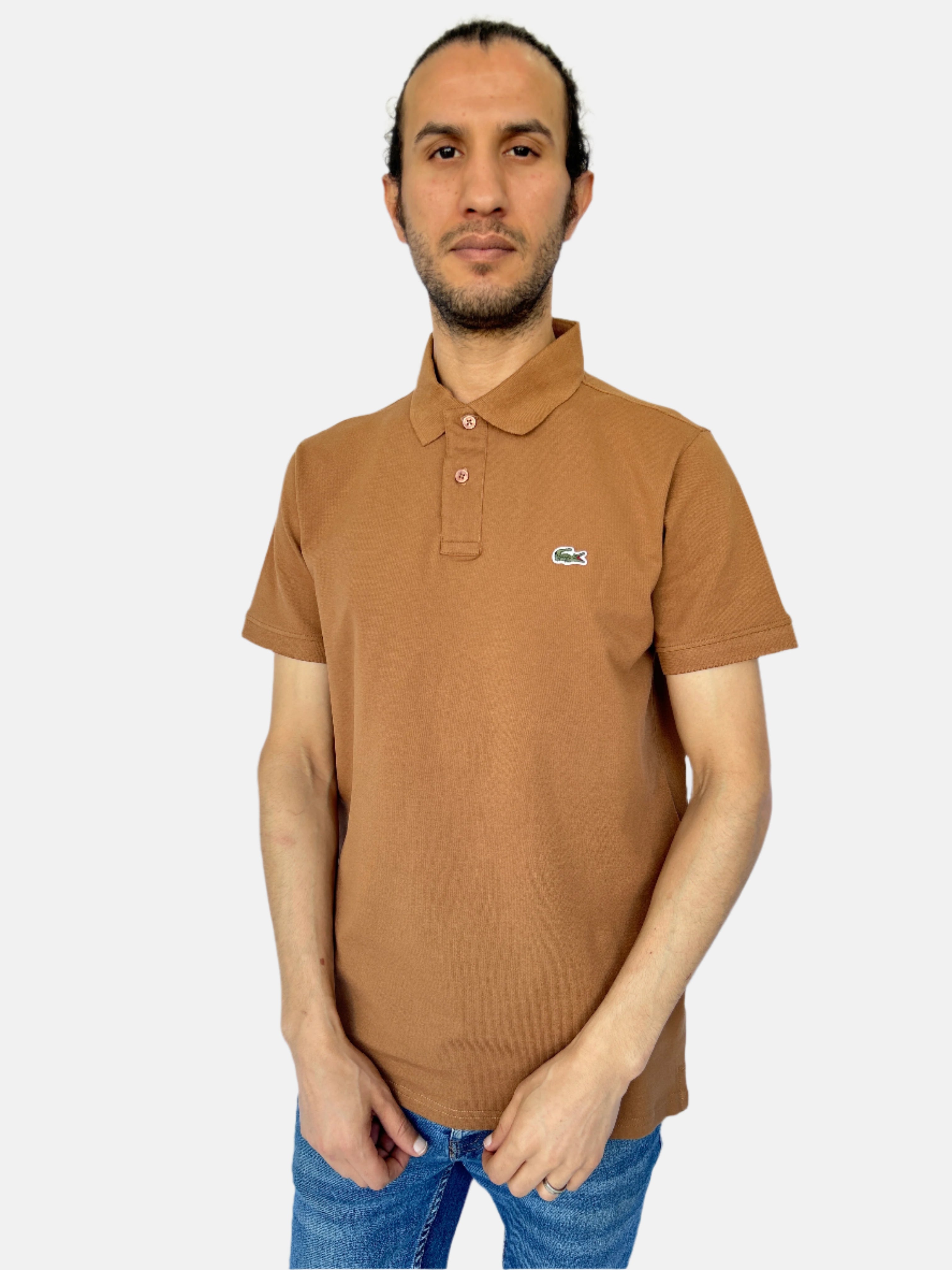 Lacoste Slim Fit logo Polo T-shirt in Brown