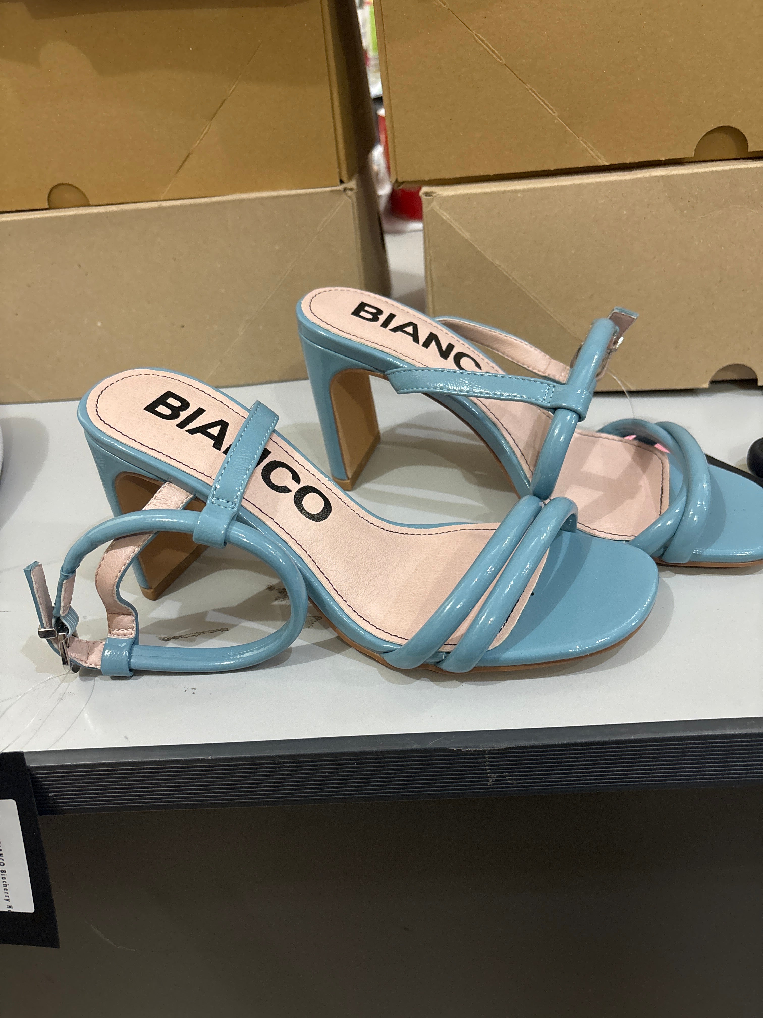 BIANCO Biacherry Heel Sandal Patent 11201171 Sky Blue Patent Pu Resin