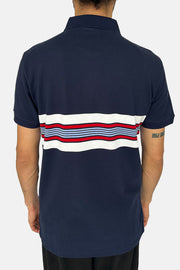 LACOSTE NAVYMULTI STRIPE POLO T-SHIRT