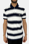 LACOSTE WHITE BLUE STRIPE POLO T-SHIRT