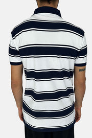 LACOSTE WHITE BLUE STRIPE POLO T-SHIRT