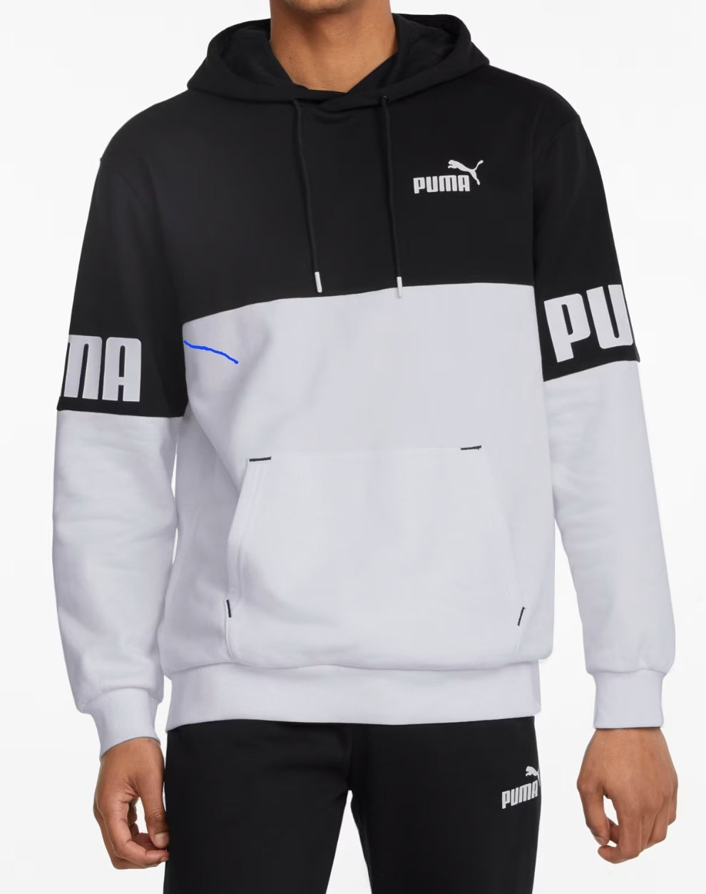 Black White Puma Men Power ColorBlock Hoodie Sweatshirt