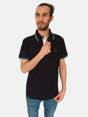 Black Blue,white Stripe Boss Polo T-shirt