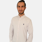 Ralph Lauren Plain White Men Shirts Small Pony Slim Fit