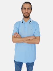 Blue Black,white Stripe Boss Polo T-shirt