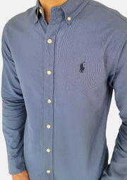 Ralph Lauren Plain Blue Men Shirts Small Pony Slim Fit