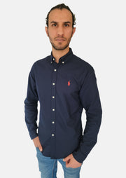 Ralph Lauren Plain Navy Men Shirts Small Pony Slim Fit