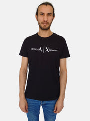 Black White Printed Armani Exchange Round Neck T-shirt