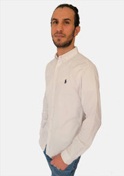 Ralph Lauren Plain White Men Shirts Small Pony Slim Fit