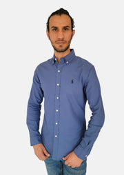 Ralph Lauren Plain Blue Men Shirts Small Pony Slim Fit