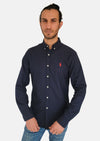 Ralph Lauren Plain Navy Men Shirts Small Pony Slim Fit