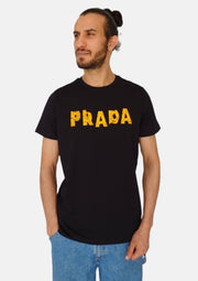 PRADA MILANO Black-Yellow Logo Men T-shirt