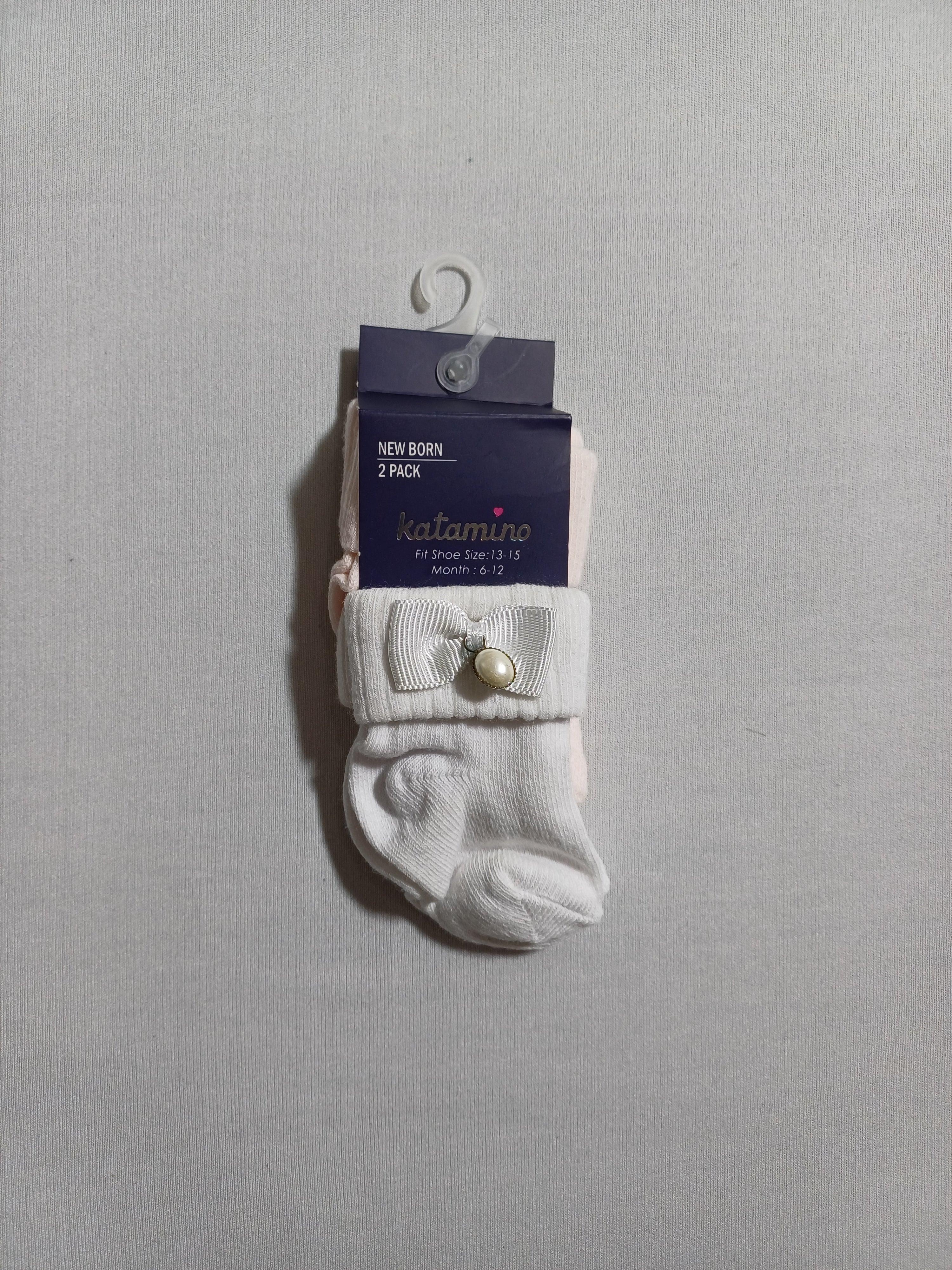 k22037 whtpnk 2pcs set baby socks