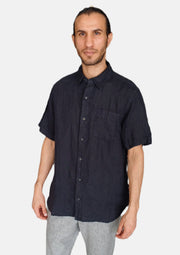 Timberland Black Men Shirts Short Sleeve Linen