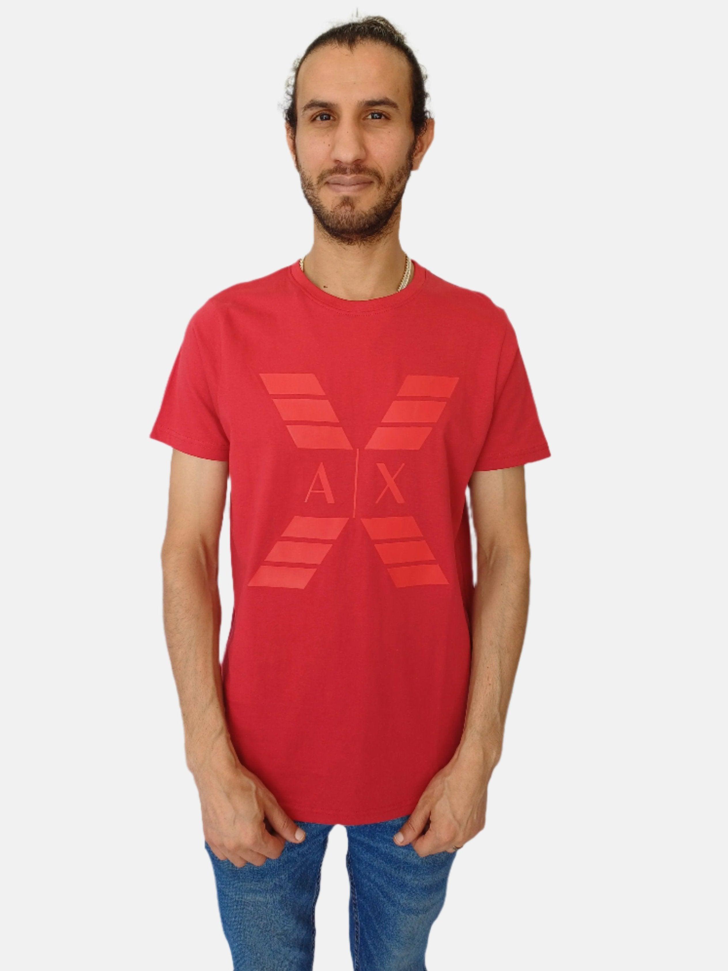 Red Armani Exchange Round Neck T-shirt